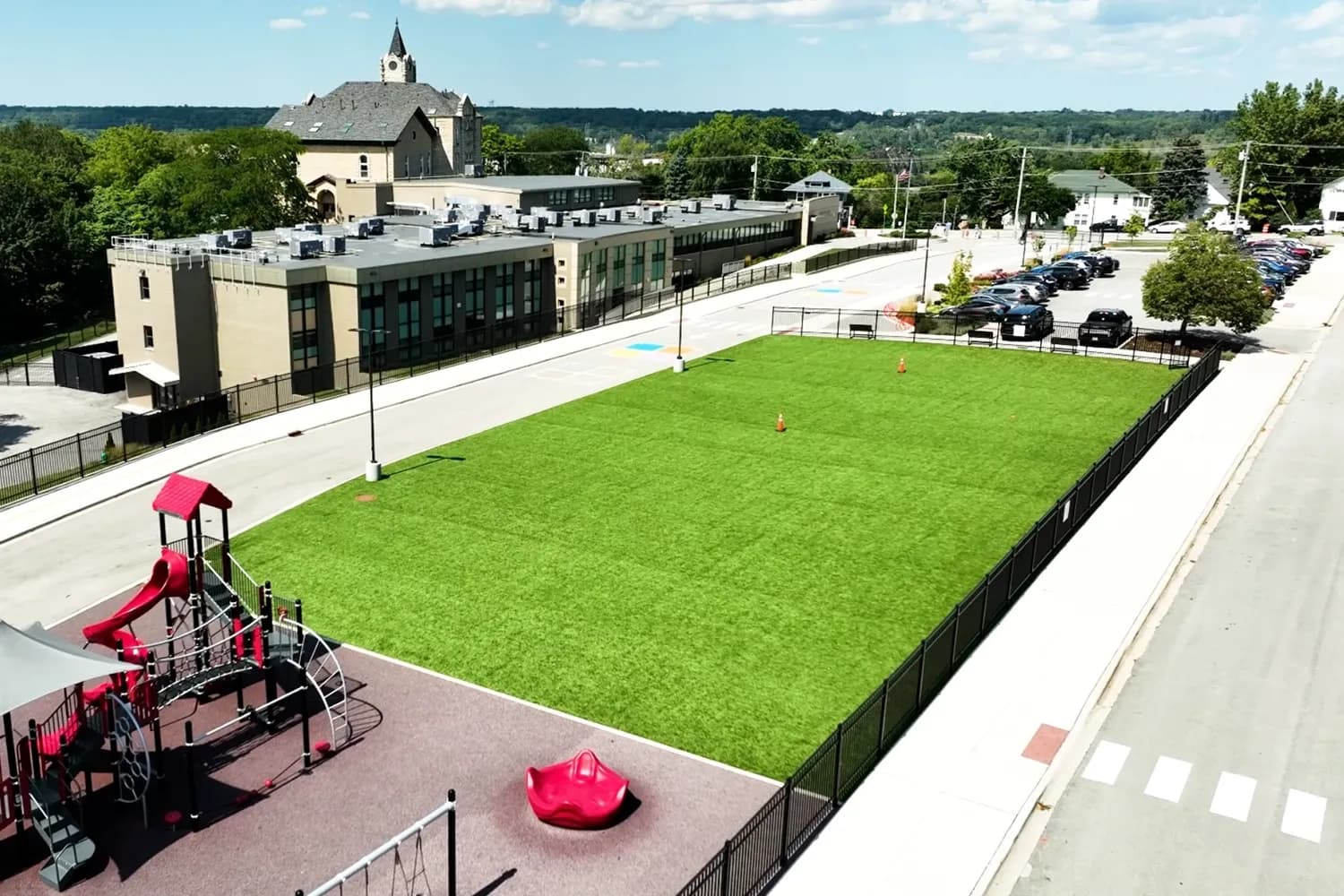 SynLawn Chicago school athletic field synthetic turf
